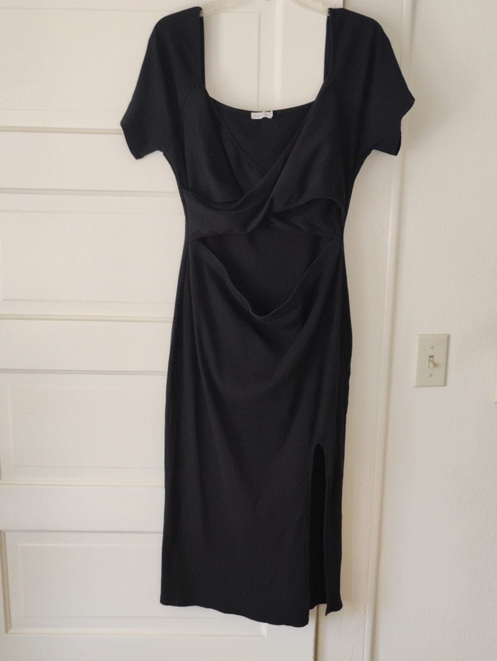 Heart Hips Black Cutout Midi Dress with Side Slit